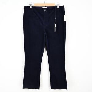 NWT Anthropologie Essentials Corduroy Ankle Pant High Rise Navy Marin Size 14